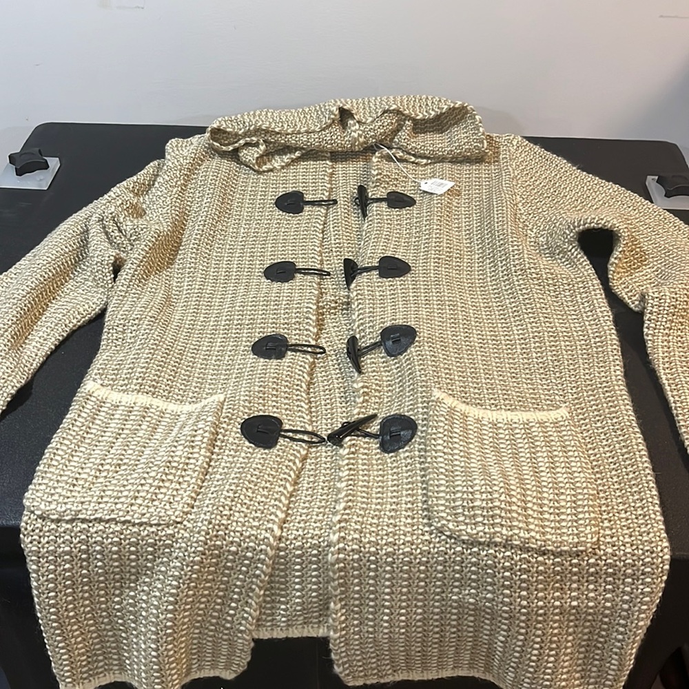 Women’s Grifflin Hooded Open Front Cardigan Sweater Size S Tan NWT